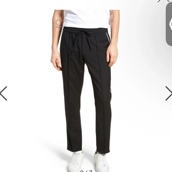 Vince wool pull on trouser pants casual stripe pull on drawstring green small - Picture 1 of 12